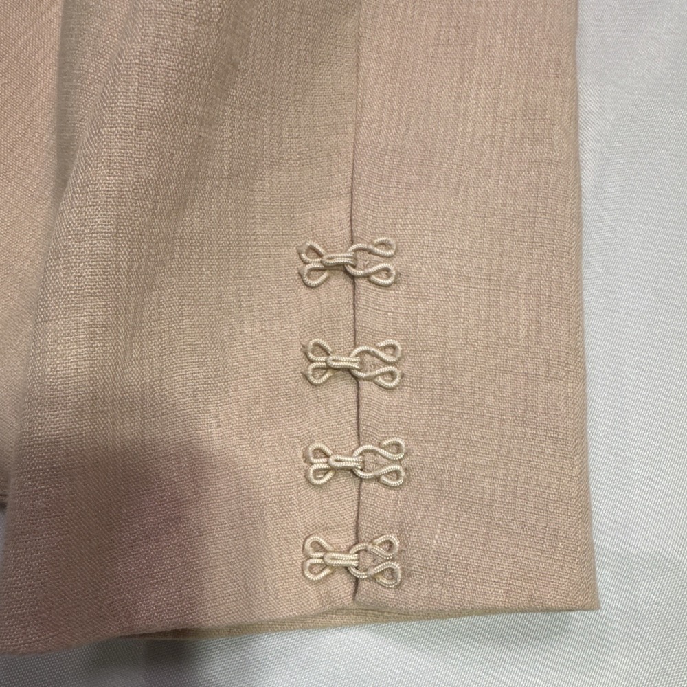 Robert Rodriguez Linen Embellished Jewel Neck Hook & Eye Jacket Blush Pink Women - Picture 9 of 10